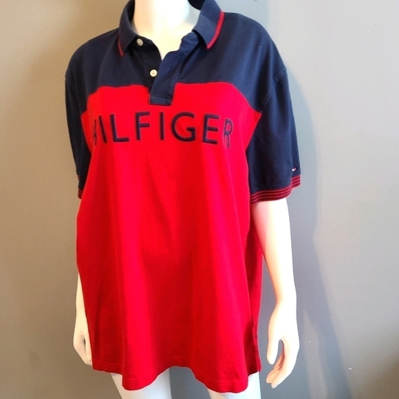Tommy Hilfiger Red and Blue  Polo sz XL - Picture 3 of 9